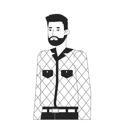 Bearded caucasian man standing  Illustration