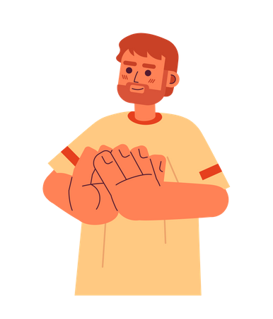 Bearded european man clapping  Illustration