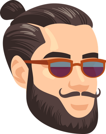 Bearded Hipster Man  Illustration