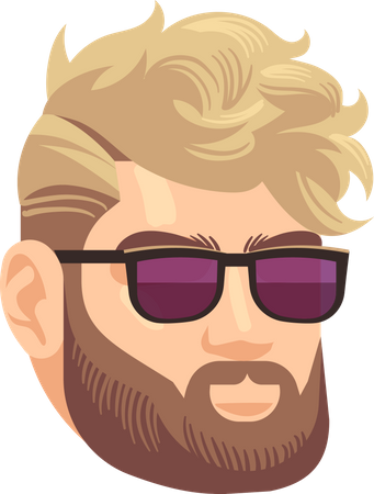 Bearded Hipster Man  Illustration