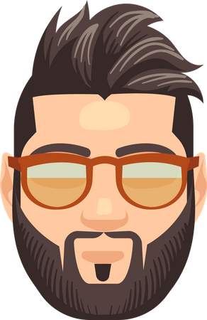 Bearded Hipster Man  Illustration