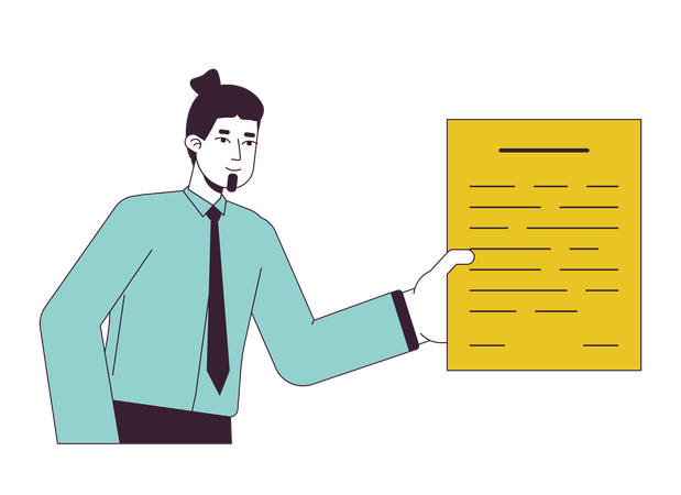 Bearded male office worker giving paperwork  Illustration