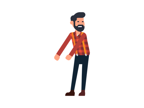 Bearded man dancing  Illustration