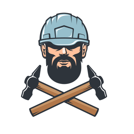 Bearded man in helmet  Illustration