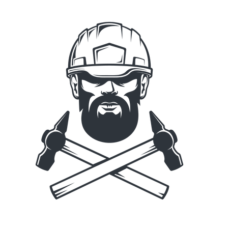 Bearded man in helmet  Illustration