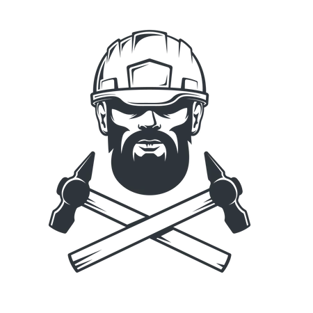 Bearded man in helmet  Illustration