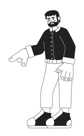 Bearded man pointing finger  Illustration