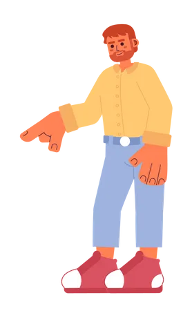 Bearded man pointing finger  Illustration