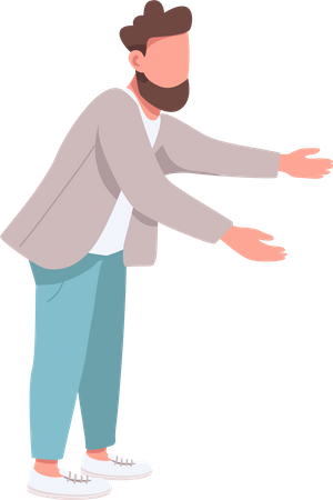 Bearded man stretching arms forward Illustration