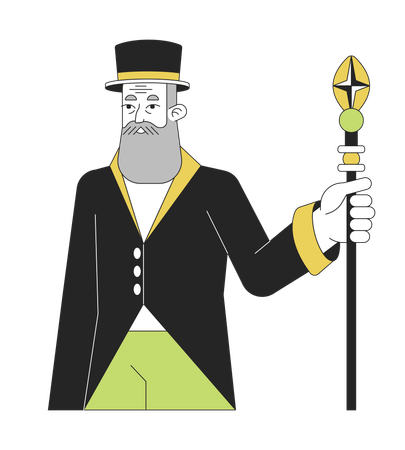 Bearded senior man in hat  Illustration