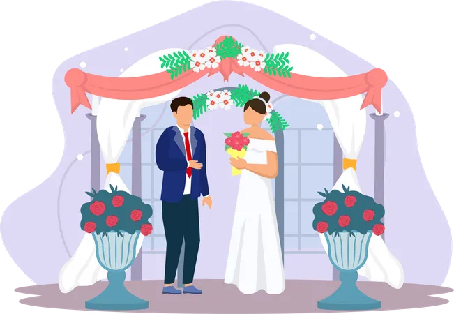 Beau couple de mariage  Illustration