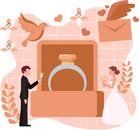 Beau couple de mariage  Illustration