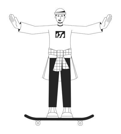 Beau patineur agitant  Illustration