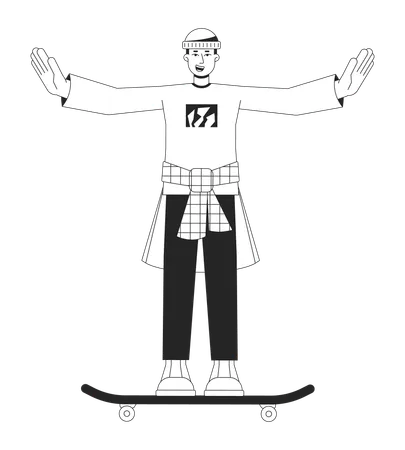 Beau patineur agitant  Illustration