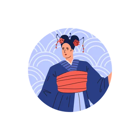 Beau personnage féminin en kimono  Illustration