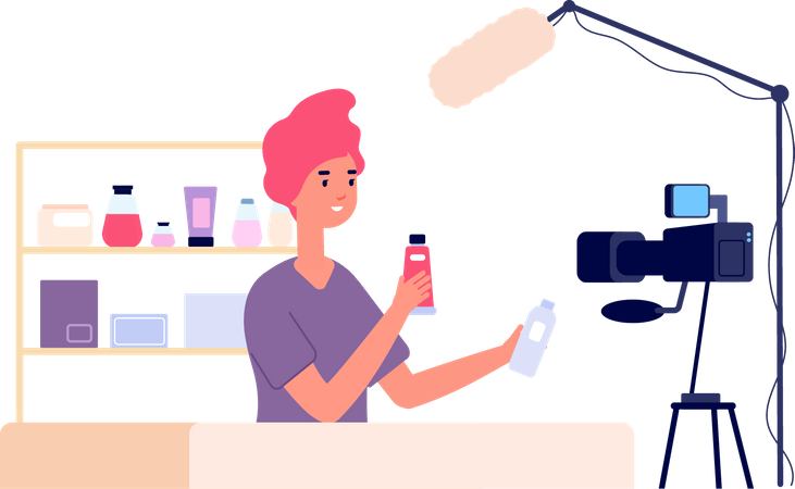 Revue cosmétique d'un vlogger beauté  Illustration