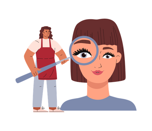 Beautician applying eye lashes  Illustration