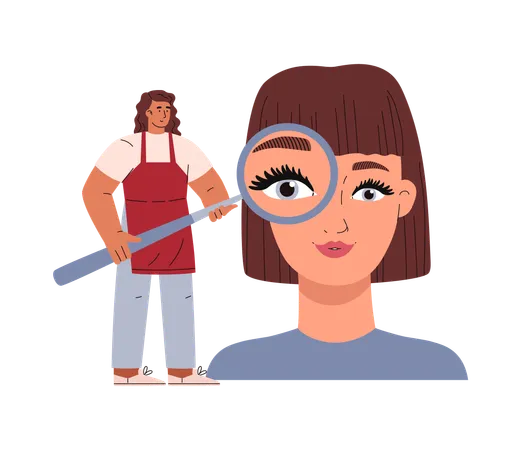 Beautician applying eye lashes  Illustration