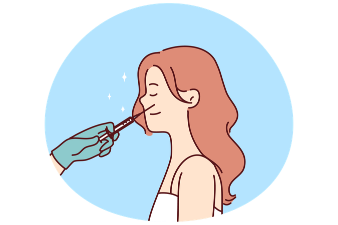 Beautician make botox injection for woman  Illustration