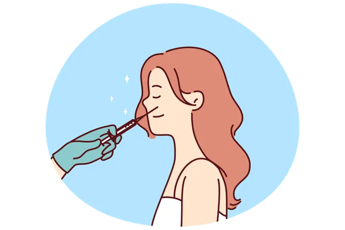 Beautician make botox injection for woman  Illustration