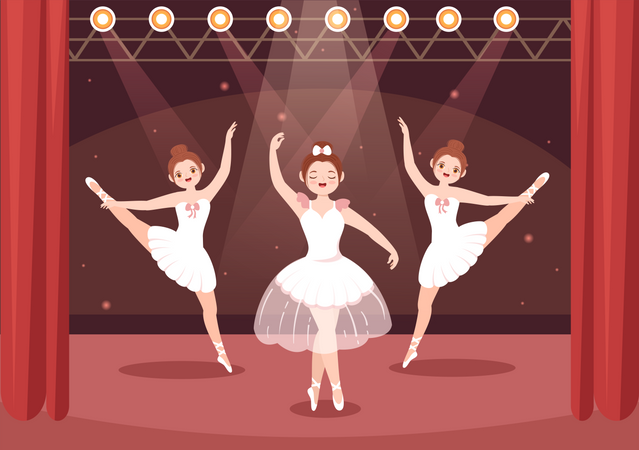 Beautiful Ballerina Dancing Illustration