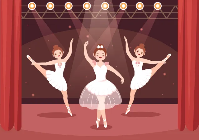 Beautiful Ballerina Dancing Illustration