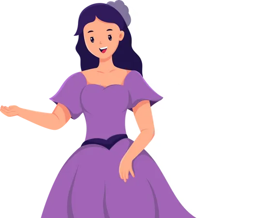 Beautiful Bride in Purple Dress  Illustration