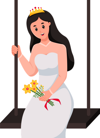 Beautiful Bride sitting on swing  Illustration