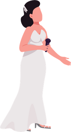 Beautiful bride with microphone Illustration