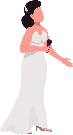 Beautiful bride with microphone  Illustration