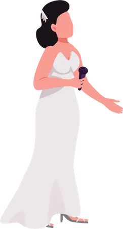 Beautiful bride with microphone  Illustration