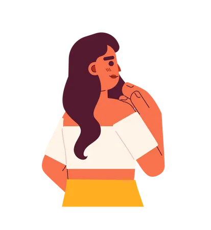 Beautiful Brunette Woman Looking Excited Semi Flat Colorful Vector Character Indian Lady Pleased Editable Half Body Person On White Simple Cartoon Spot Illustration For Web Graphic Design Illustration