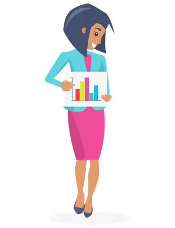 Beautiful Businesswoman with business report  Illustration