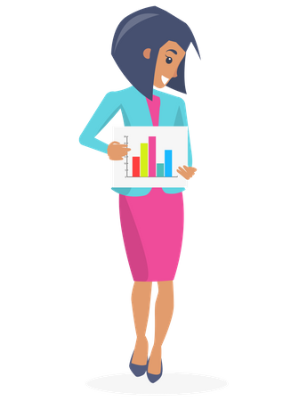 Beautiful Businesswoman with business report  Illustration