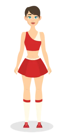 Beautiful Cheerleader Standing In Uniform And Smiling Female Character American Football Team Support Pretty Teenager Illustration