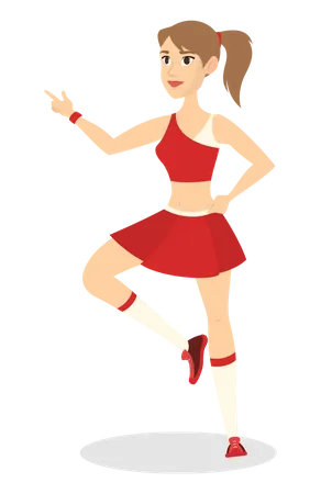 Beautiful Cheerleader Standing In Uniform And Smiling Female Character American Football Team Support Pretty Teenager Dancing Isolated Vector Illustration In Cartoon Style Illustration