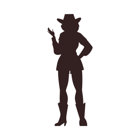 Beautiful cowgirl raised her hand black  Illustration