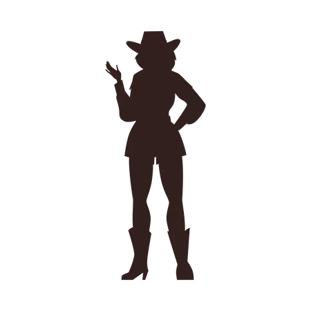 Beautiful cowgirl raised her hand black  Illustration