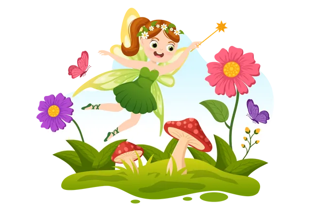 Beautiful fairy flying Illustration