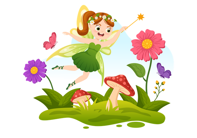 Beautiful fairy flying  Illustration