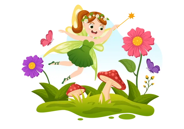 Beautiful fairy flying  Illustration