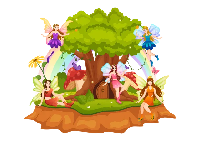 Beautiful fairy inside fairy tale Illustration