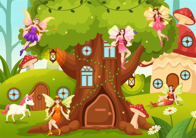 Beautiful fairy tale world Illustration