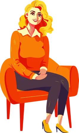 Beautiful Female Sitting on Sofa  Illustration