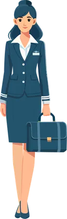 Beautiful flight attendants who serve passengers  Illustration