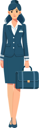 Beautiful flight attendants who serve passengers  Illustration