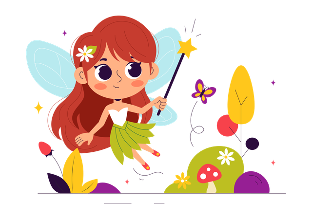 Beautiful Flying Fairy girl  Illustration