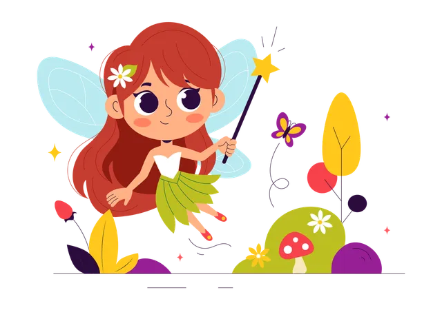 Beautiful Flying Fairy girl  Illustration