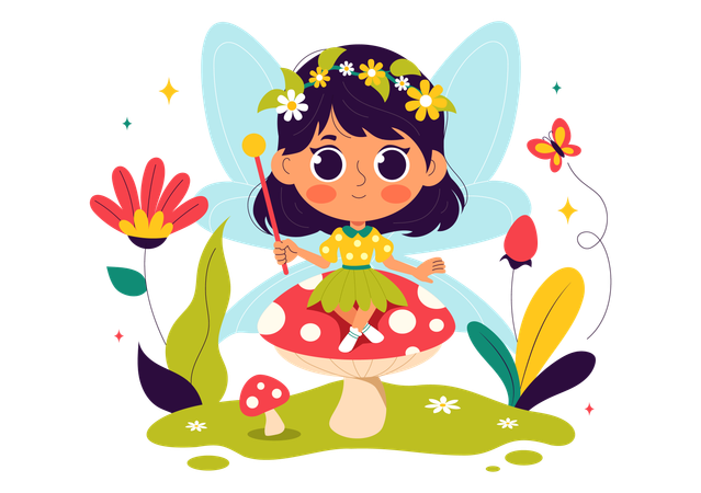 Beautiful Flying Fairy  Illustration