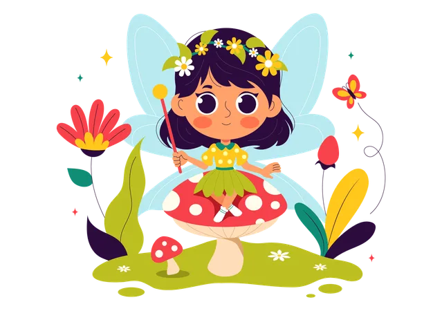 Beautiful Flying Fairy  Illustration